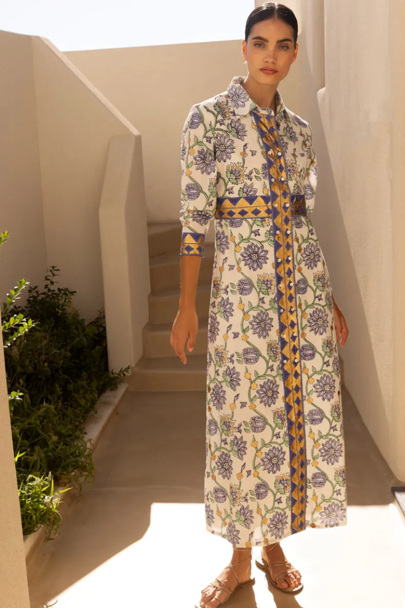 Shirt Dress Maxi- Presidio Blue