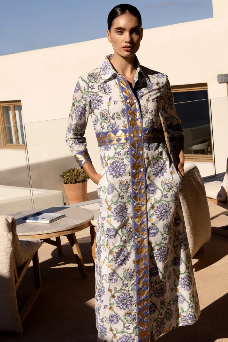 Shirt Dress Maxi- Presidio Blue