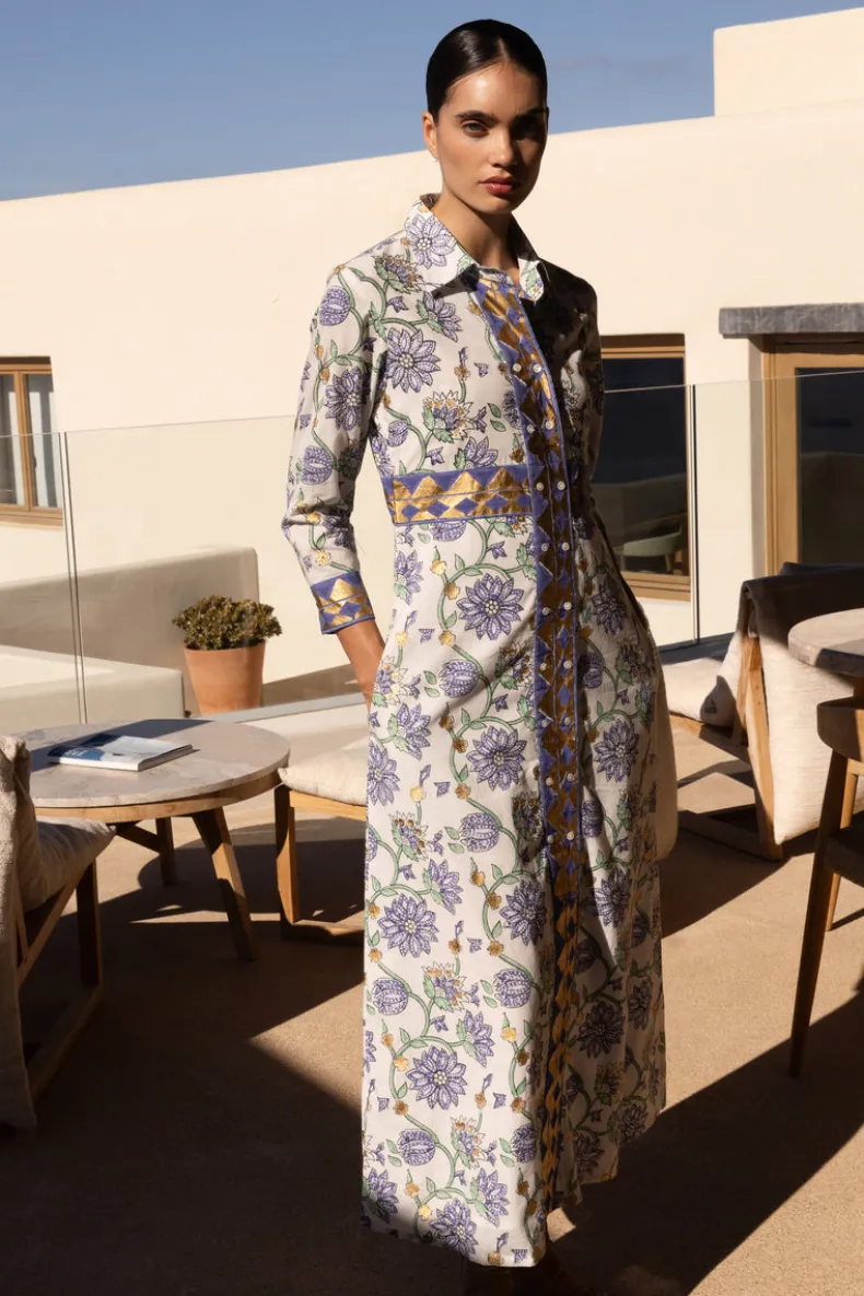 Shirt Dress Maxi- Presidio Blue