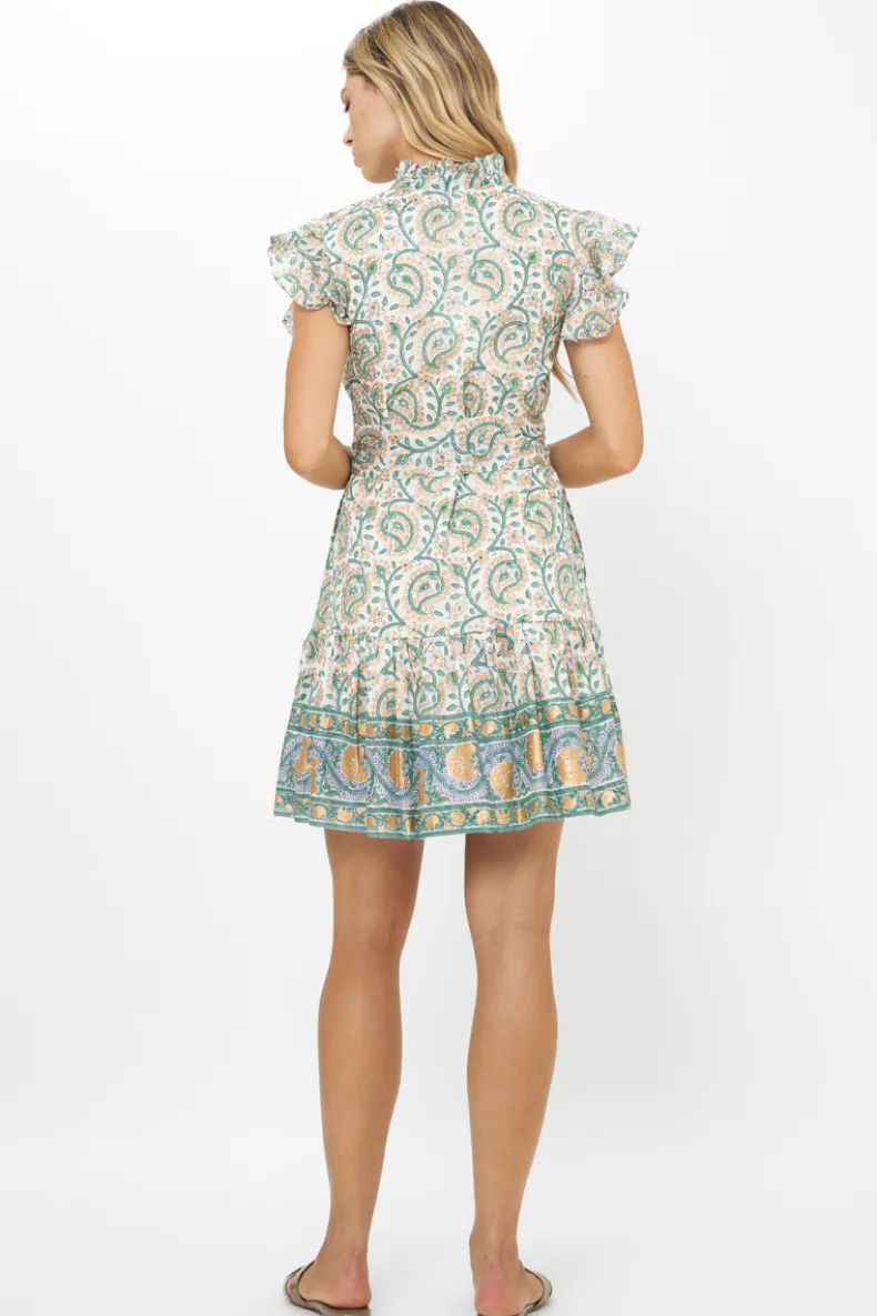 Ruffle Collar Button Mini- Marseille Green