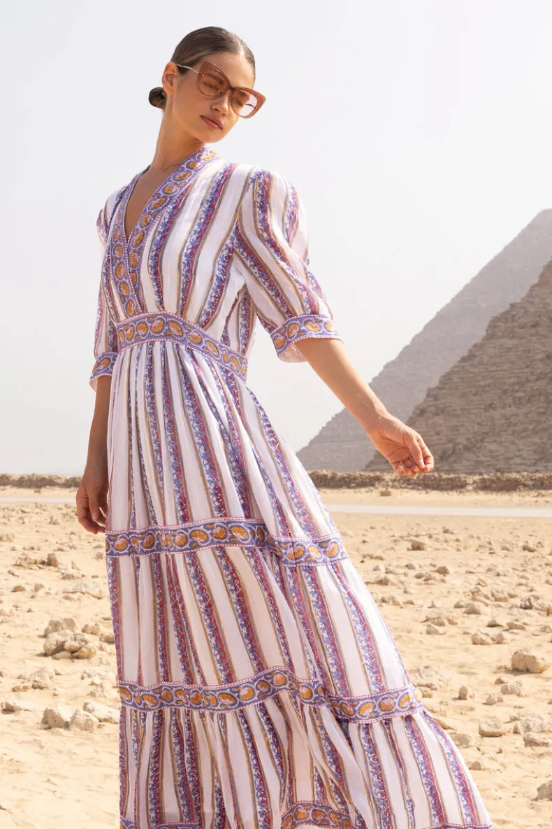 V-Neck Cuffed Maxi- Haveli Peri