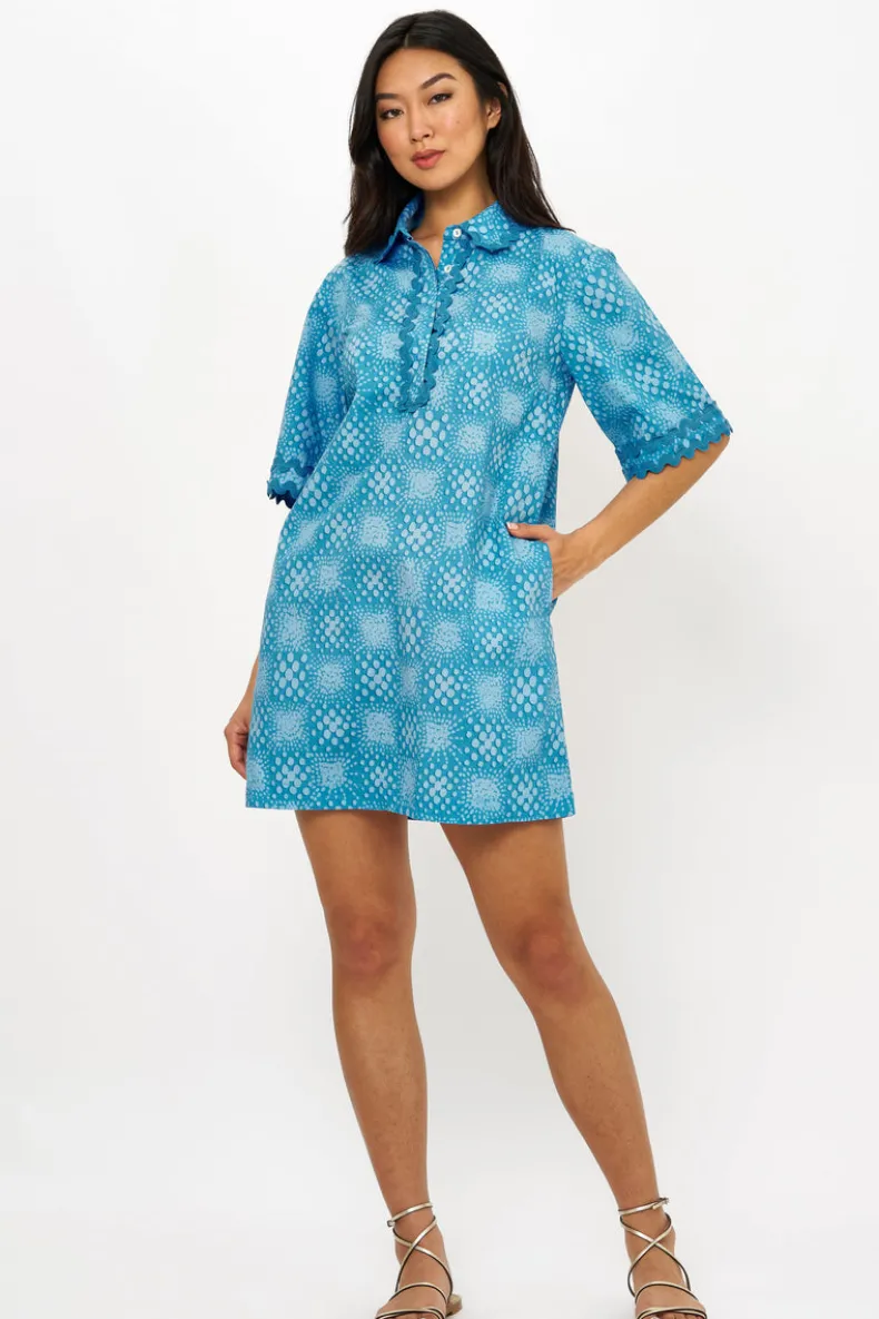 Collared Shirt Dress Mini- Matrix Blue