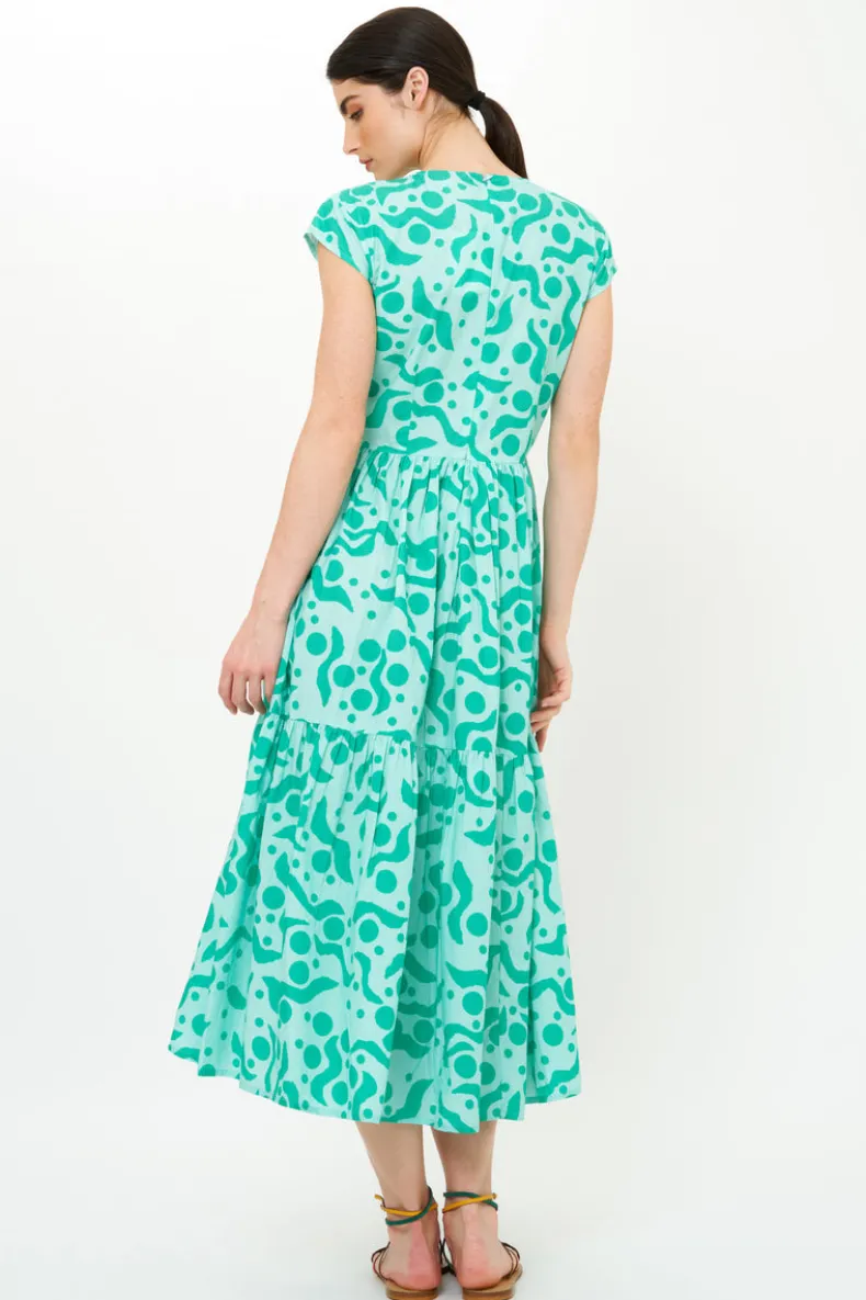 Cap Sleeve Midi- Acadia Aqua