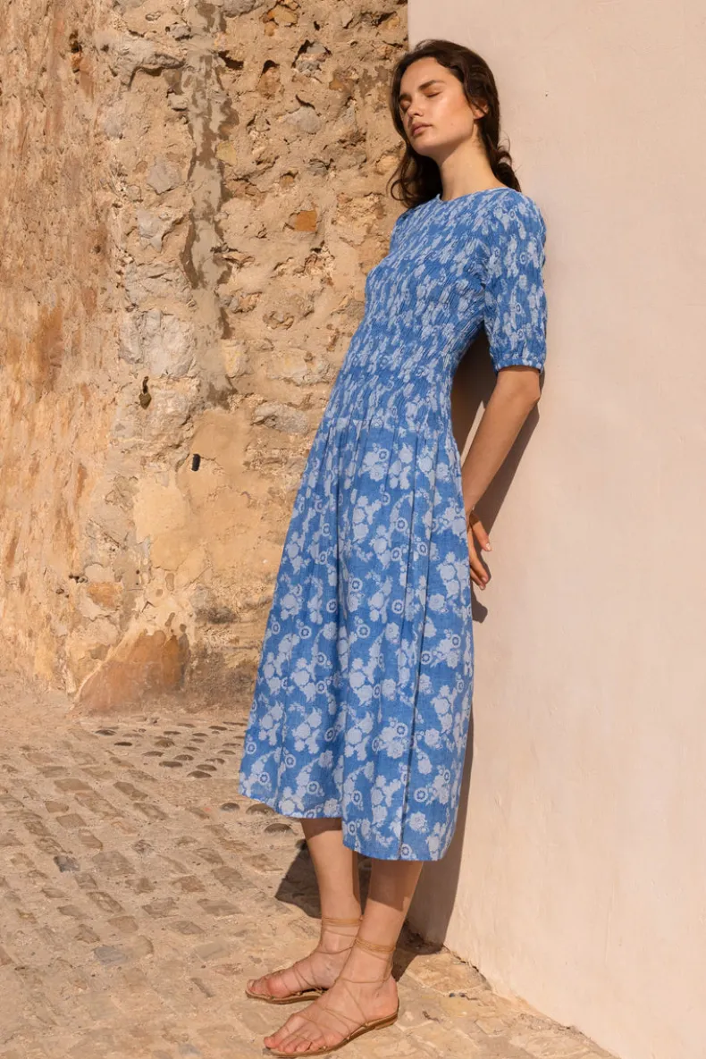 Smocked Drop Waist Maxi- Pretoria Navy