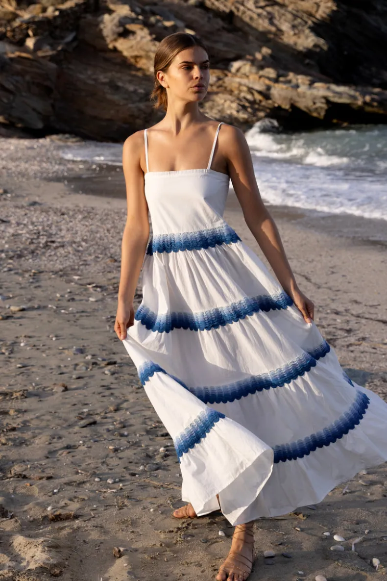 Smocked Back Maxi- Pacifica Blue