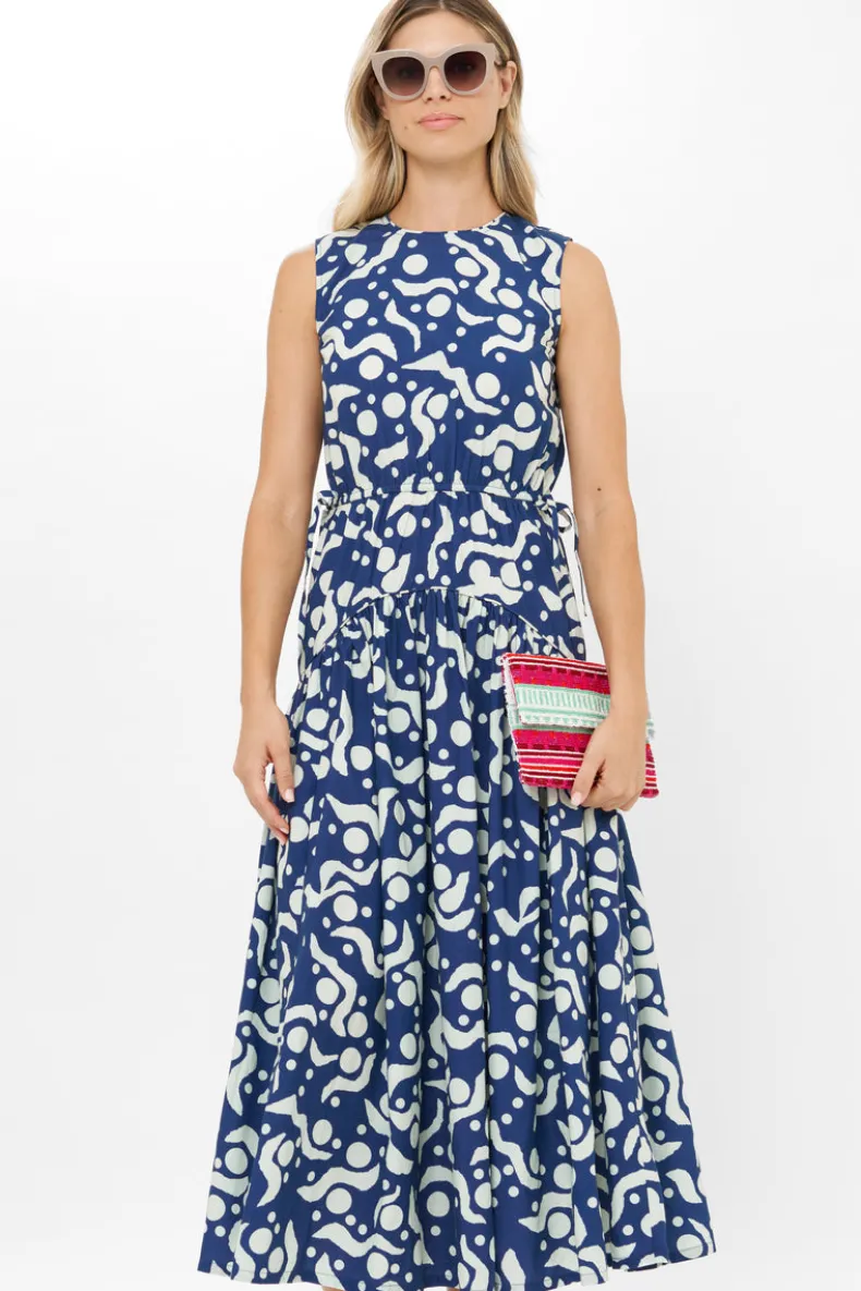 Sleeveless Piped Maxi- Acadia Navy