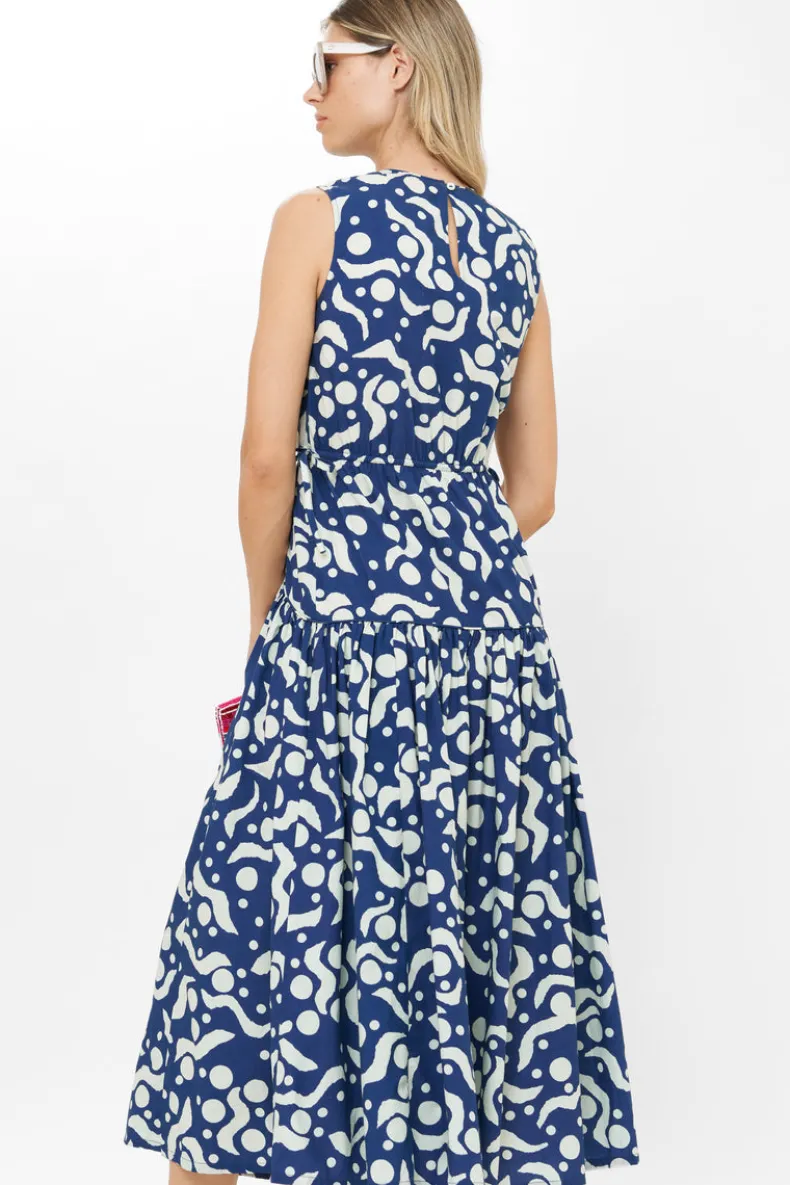 Sleeveless Piped Maxi- Acadia Navy