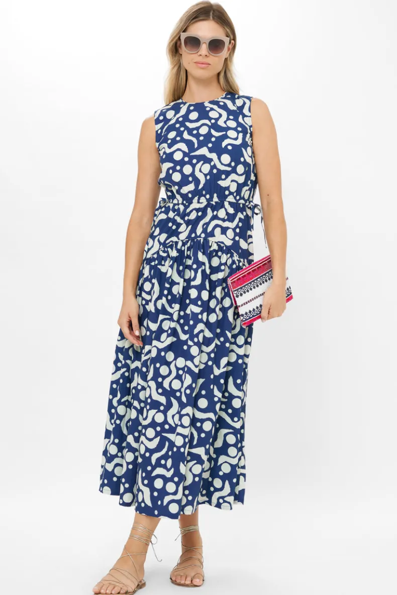 Sleeveless Piped Maxi- Acadia Navy