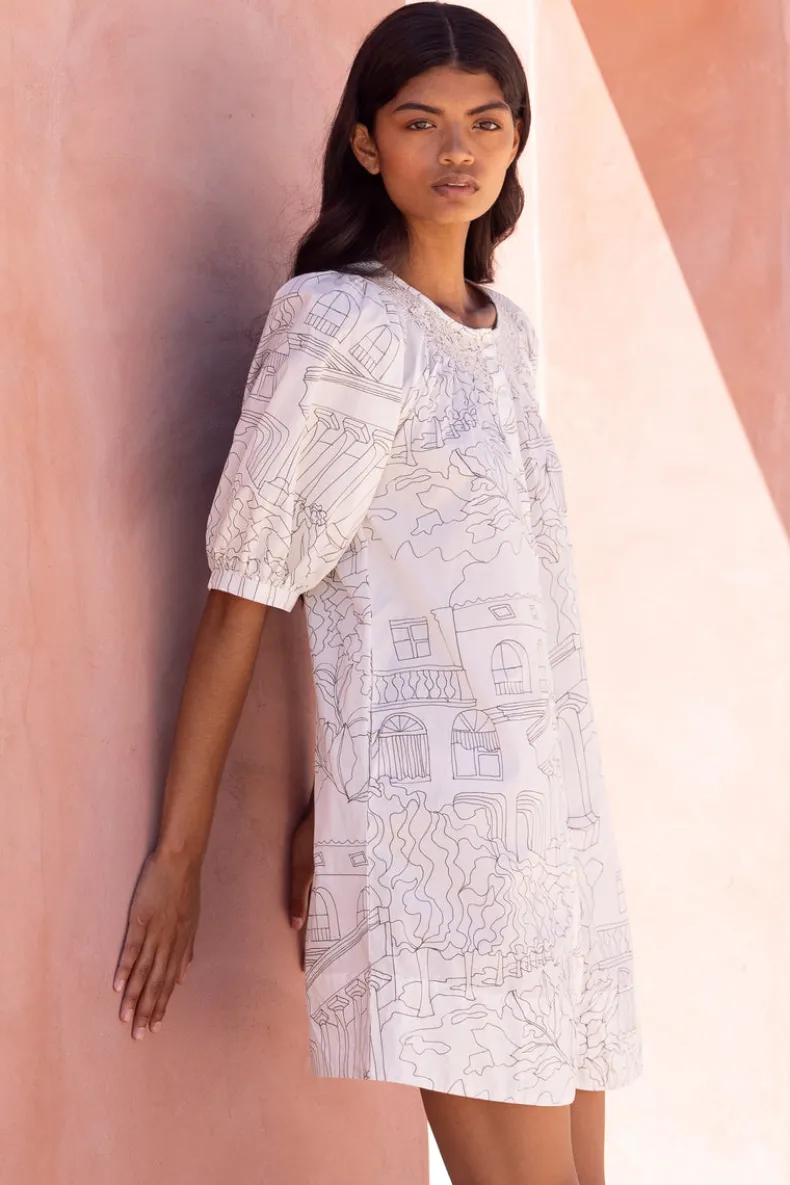 Embroidered Button Mini- Roma White