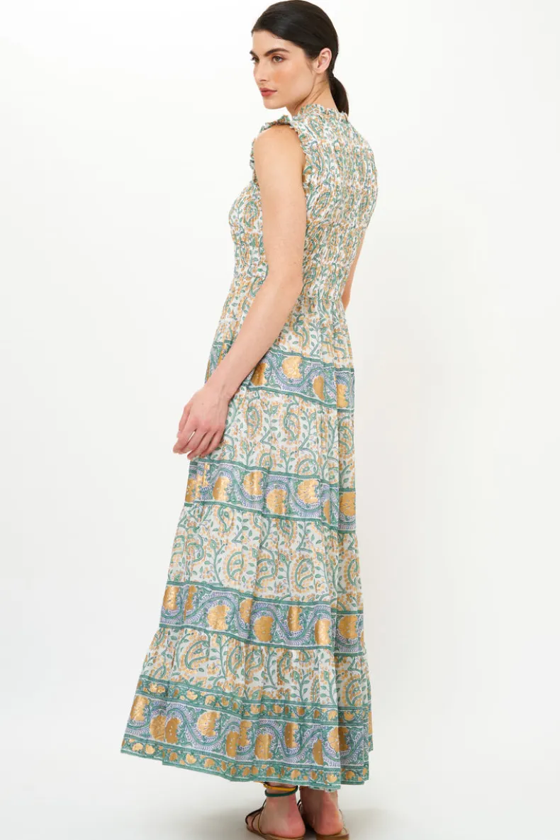Sleeveless Smocked Maxi- Marseille Green