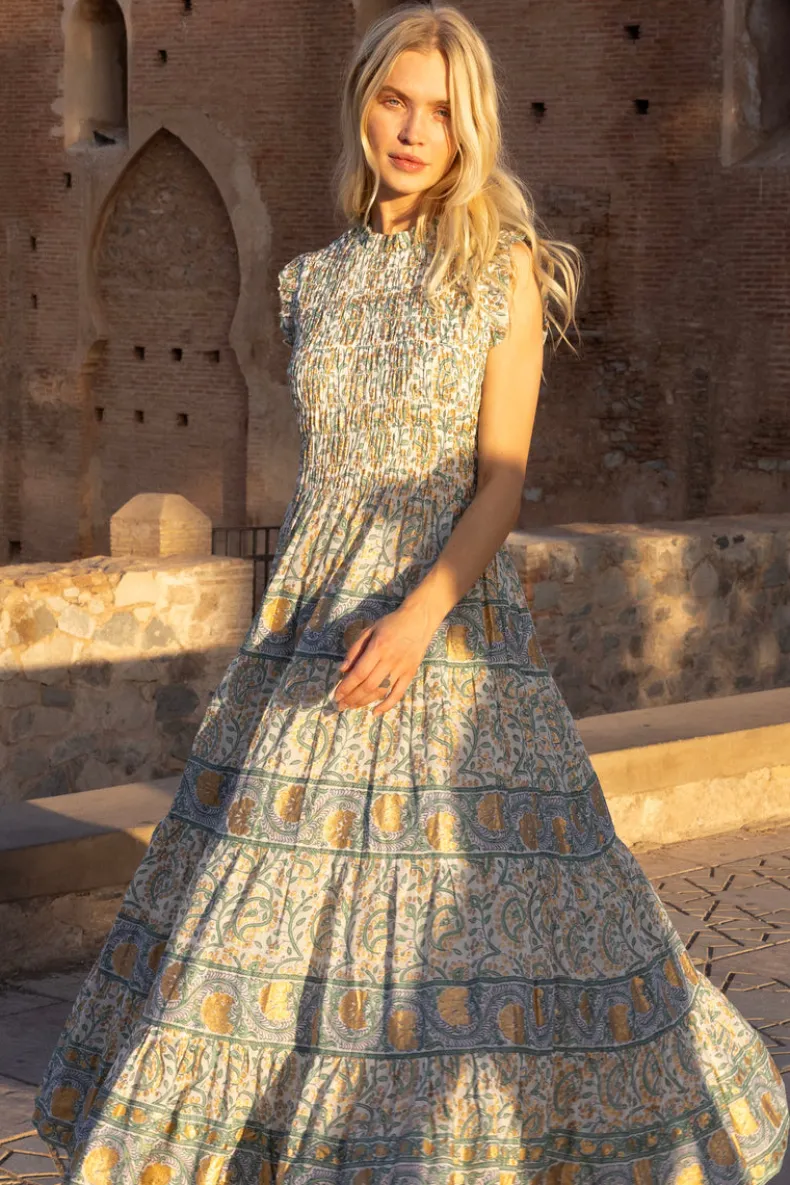 Sleeveless Smocked Maxi- Marseille Green