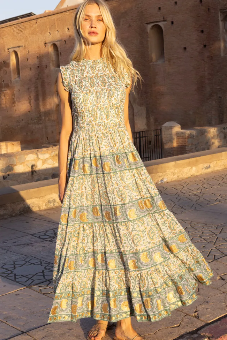 Sleeveless Smocked Maxi- Marseille Green