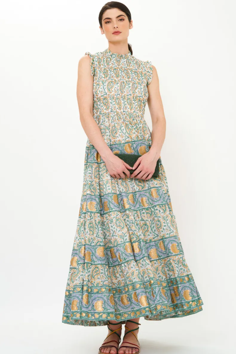 Sleeveless Smocked Maxi- Marseille Green