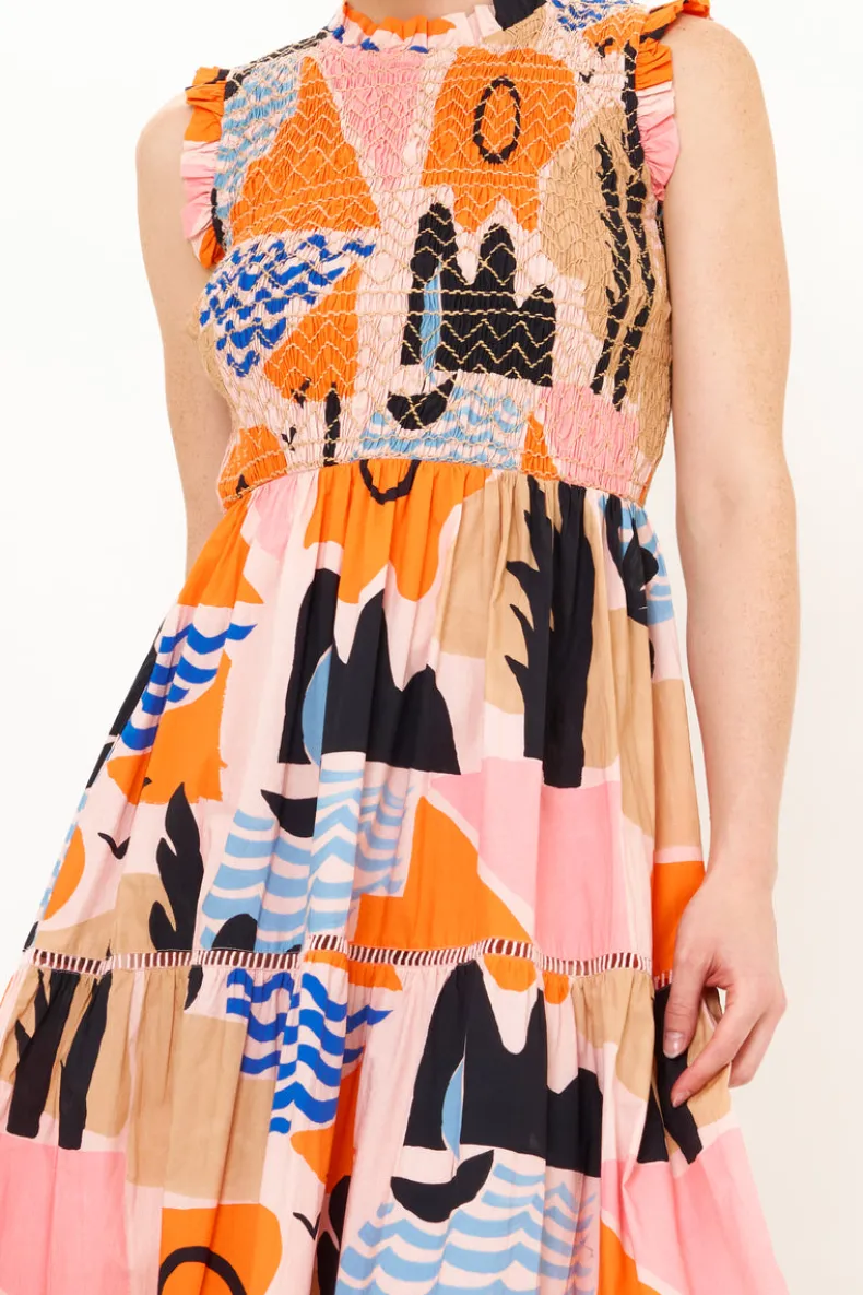 Sleeveless Smocked Maxi- Riviera Orange