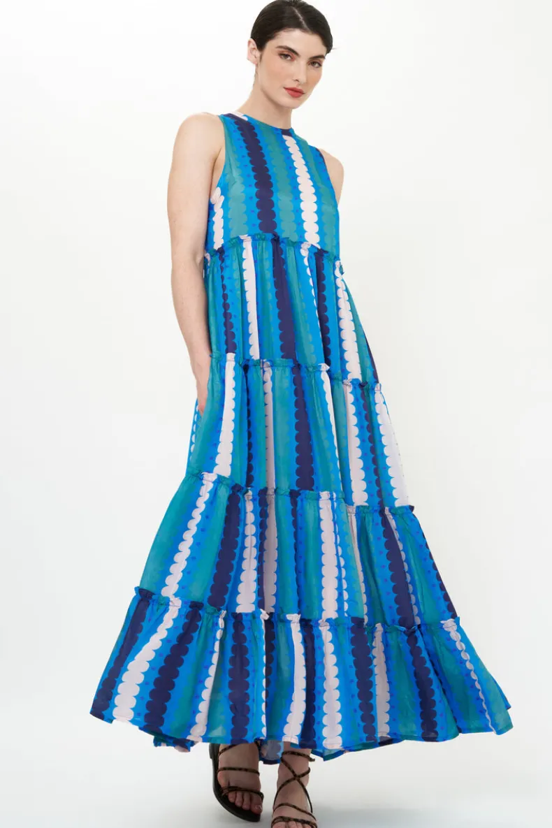 Ruffle Tiered Maxi- Meko Blue