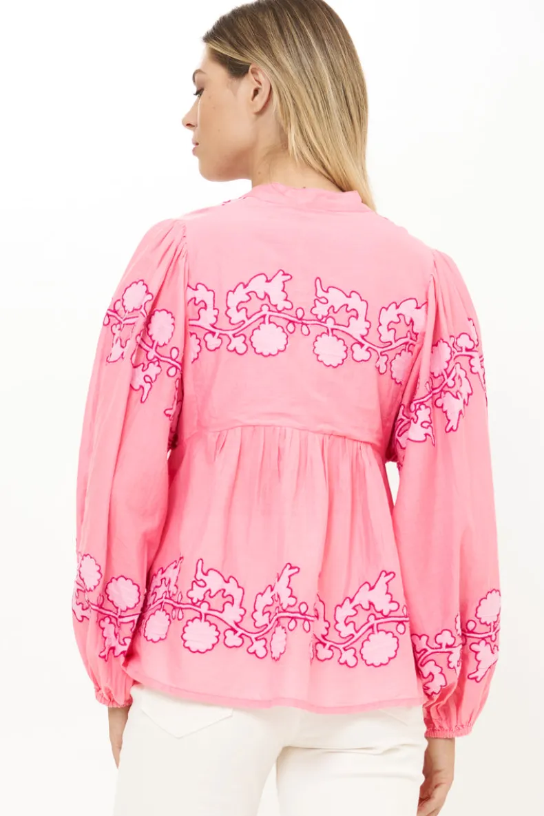 Mandarin Balloon Top- Tangier Pink