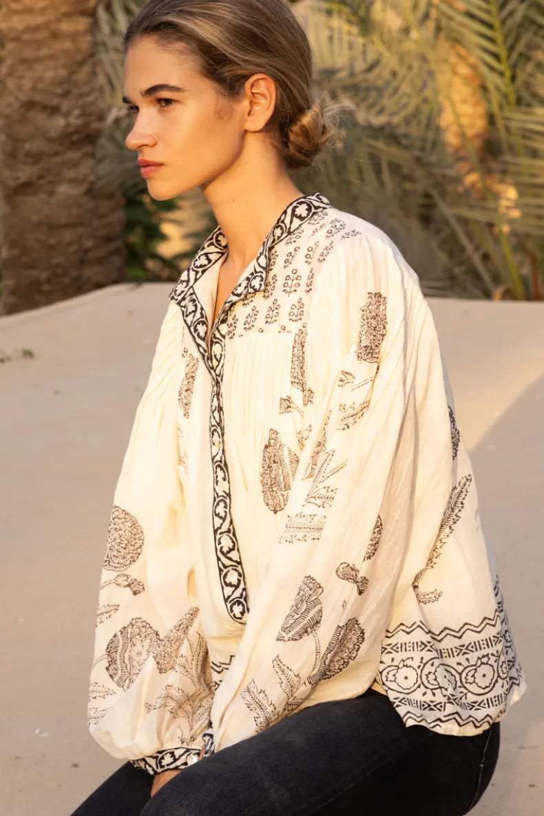 Mandarin Pintuck Blouse- Samba Black