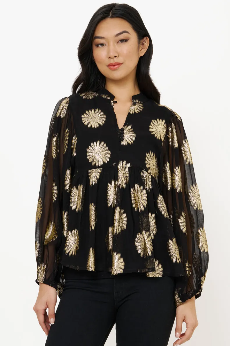 Mandarin Balloon Top- Peony Black