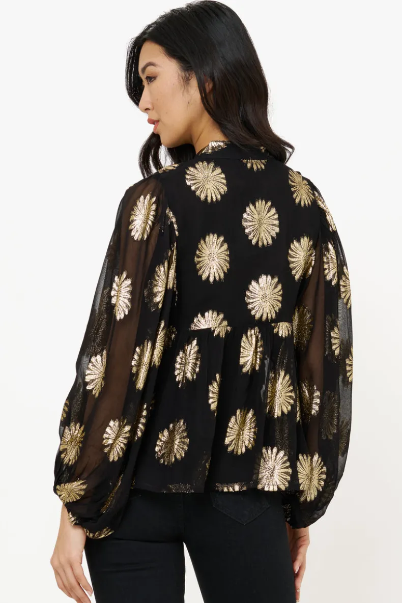 Mandarin Balloon Top- Peony Black