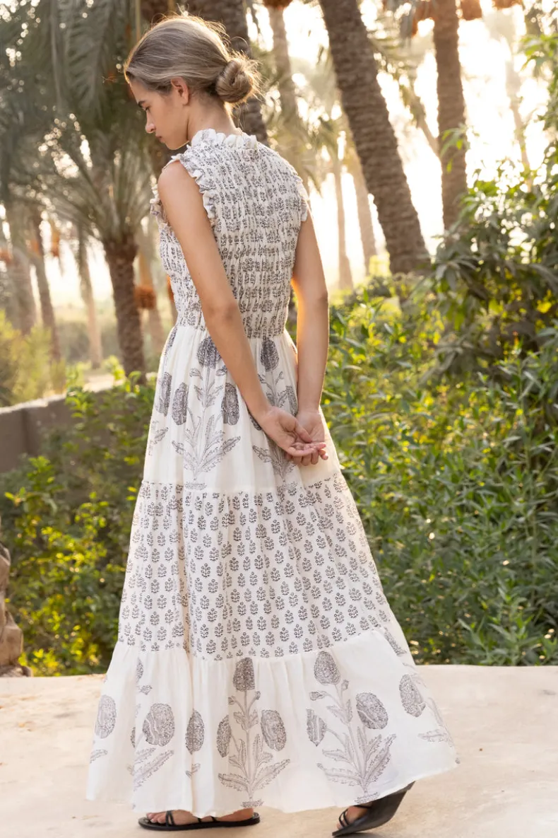 Sleeveless Smocked Maxi- Samba Black