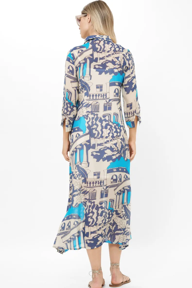 Shirt Dress Midi- Roma Blue