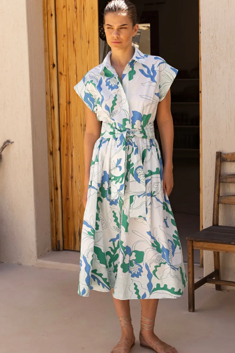 Belted Shirt Dress- Orchid Green