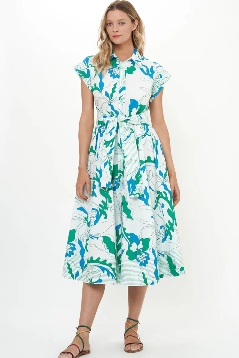 Belted Shirt Dress- Orchid Green