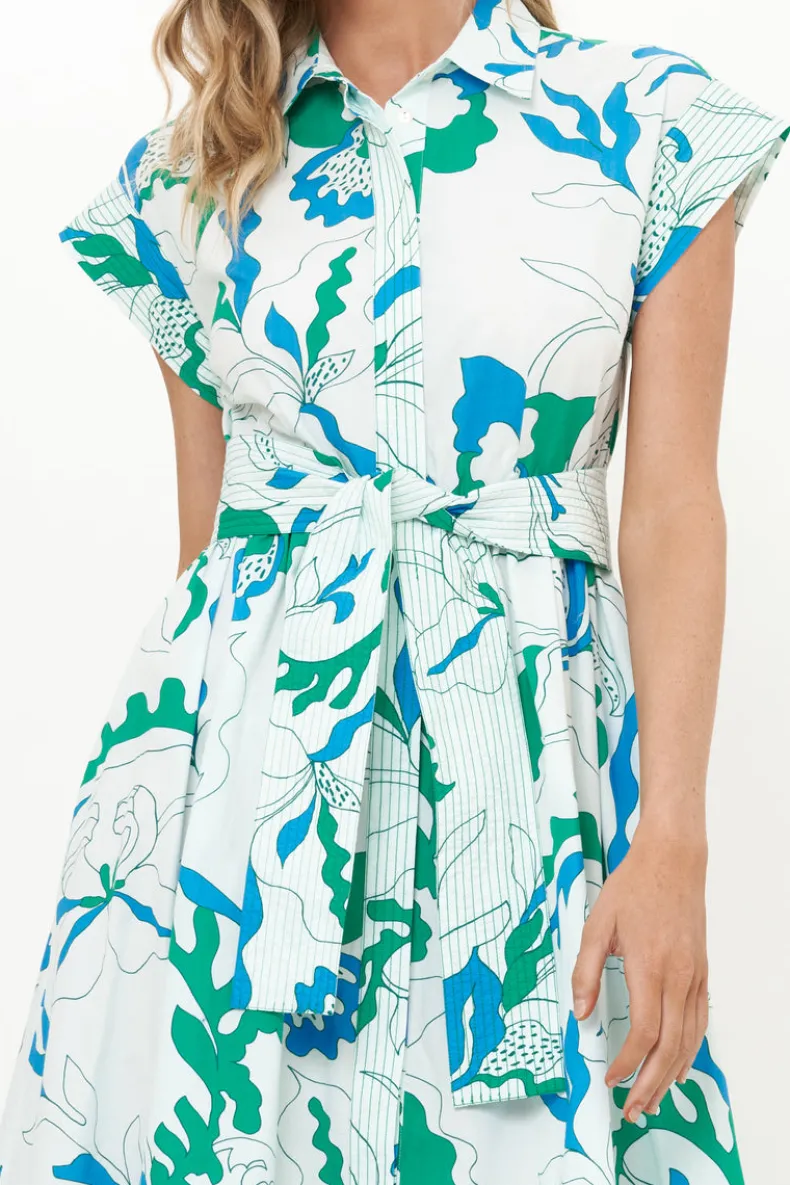 Belted Shirt Dress- Orchid Green