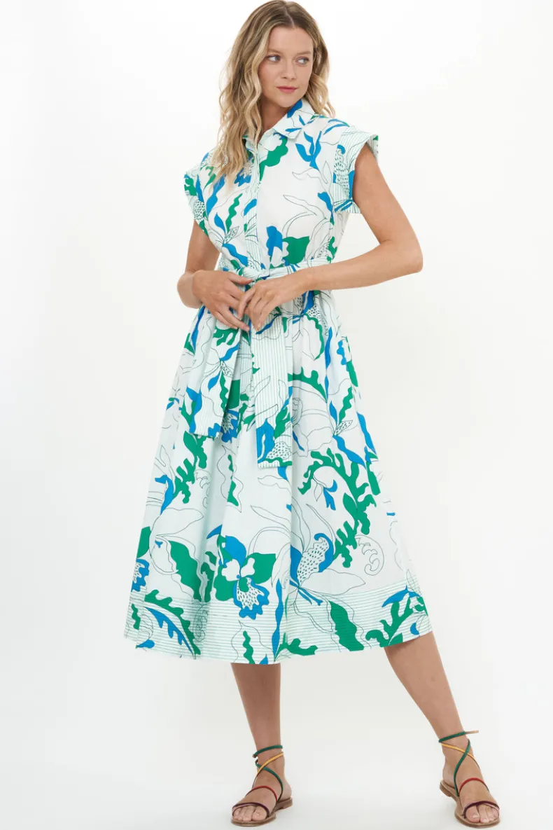 Belted Shirt Dress- Orchid Green