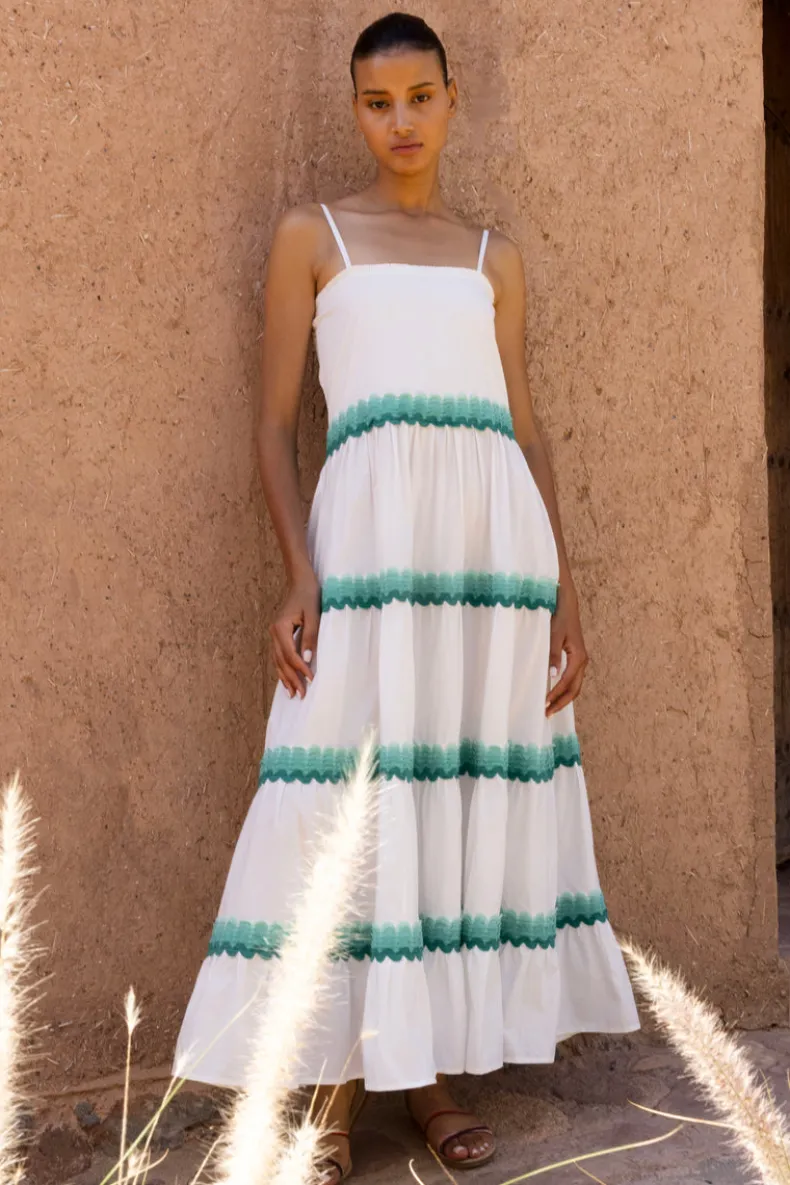 Smocked Back Maxi- Pacifica Aqua