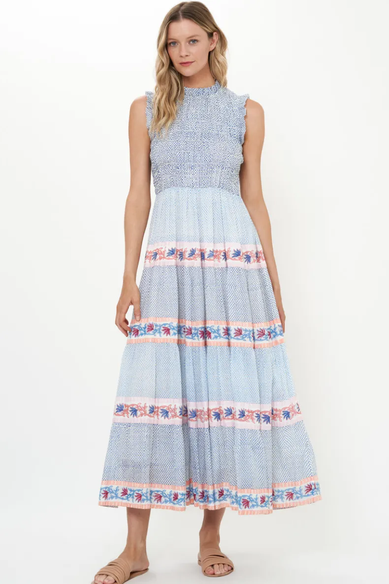 Sleeveless Smocked Maxi- Jungi Peach