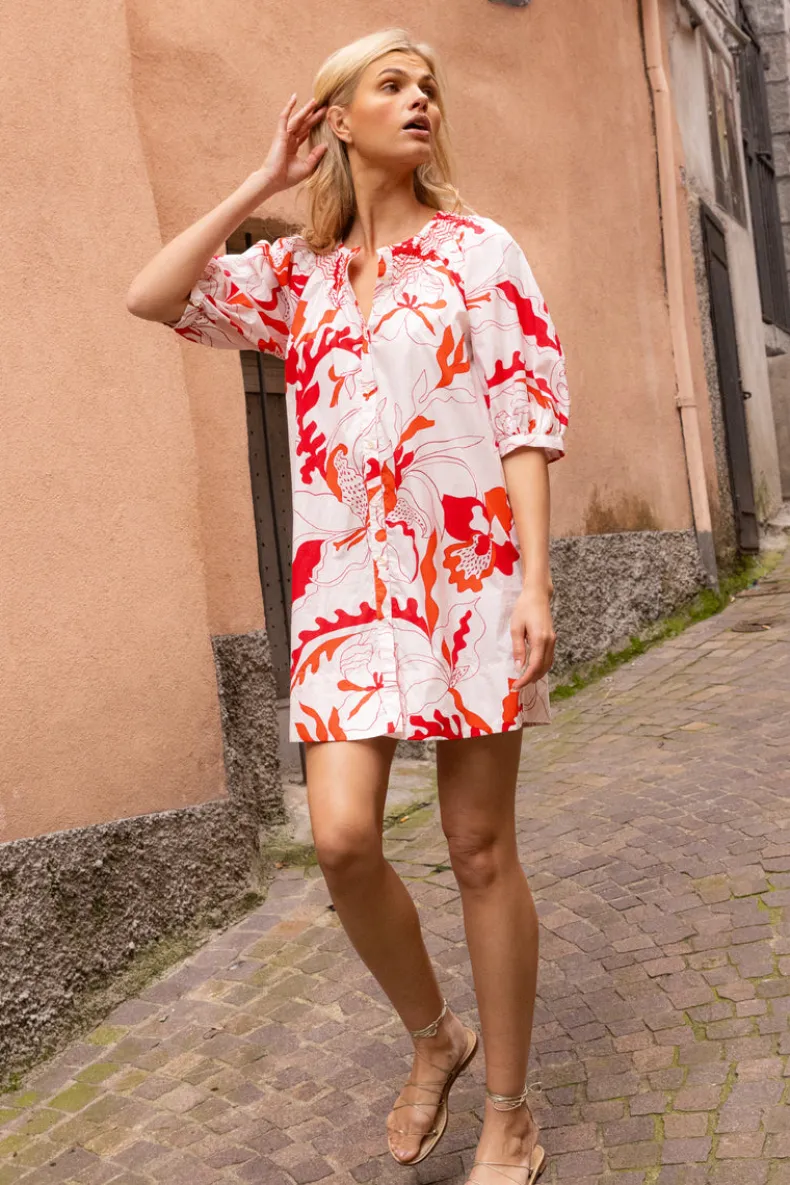 Embroidered Button Mini- Orchid Red