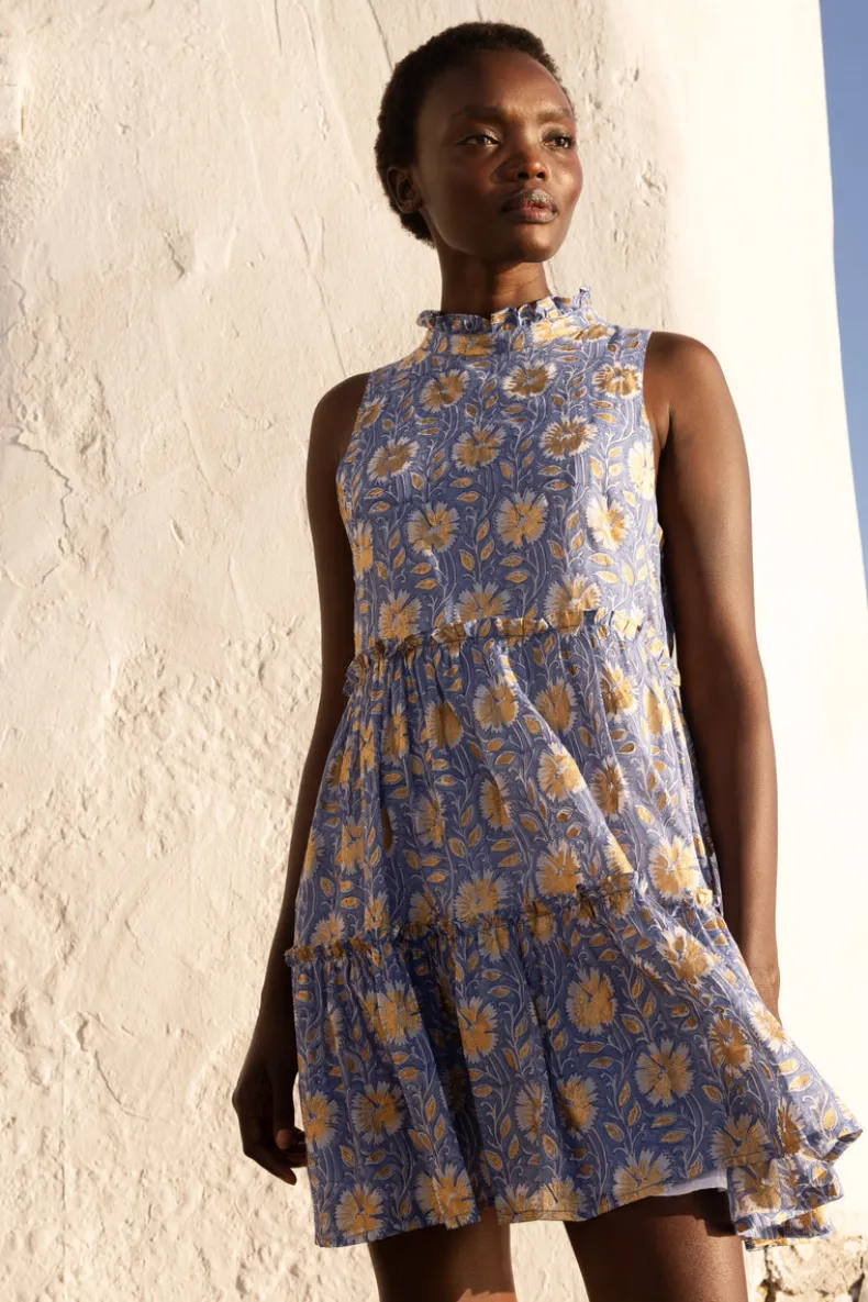 Ruffle Tiered Short- Mughal Blue