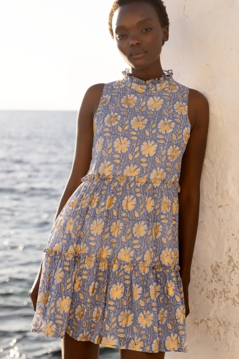 Ruffle Tiered Short- Mughal Blue