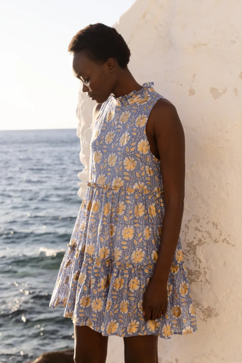 Ruffle Tiered Short- Mughal Blue