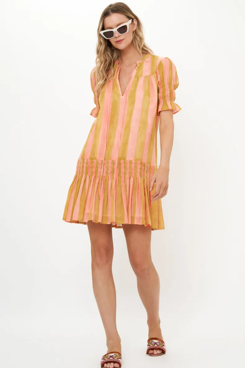 Smocked Drop Mini- Cabana Coral