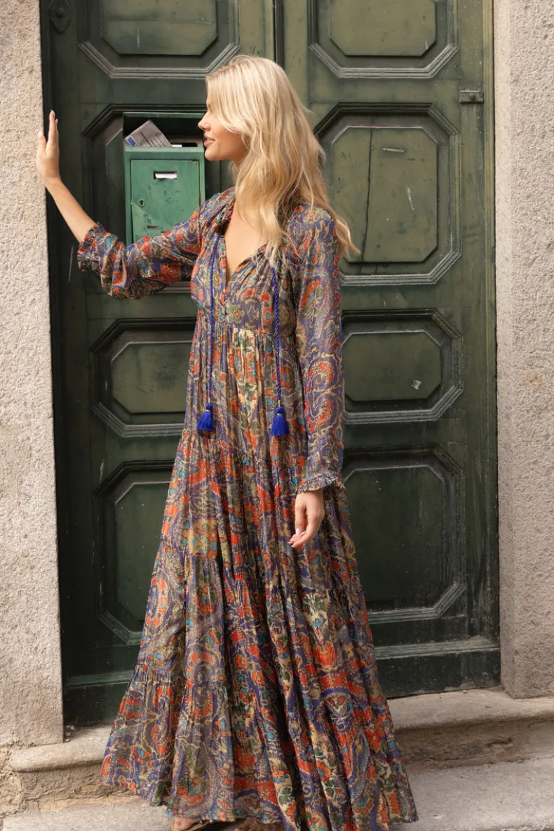 Balloon Sleeve Maxi- Persia Cobalt