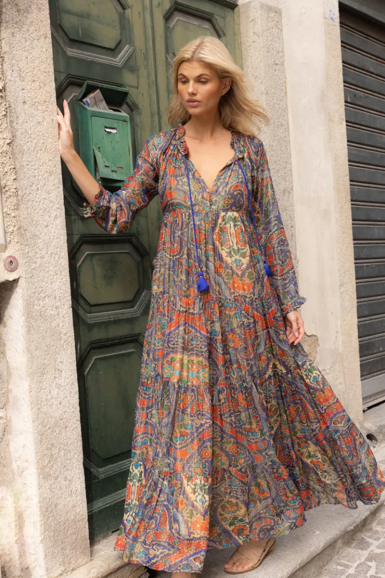 Balloon Sleeve Maxi- Persia Cobalt