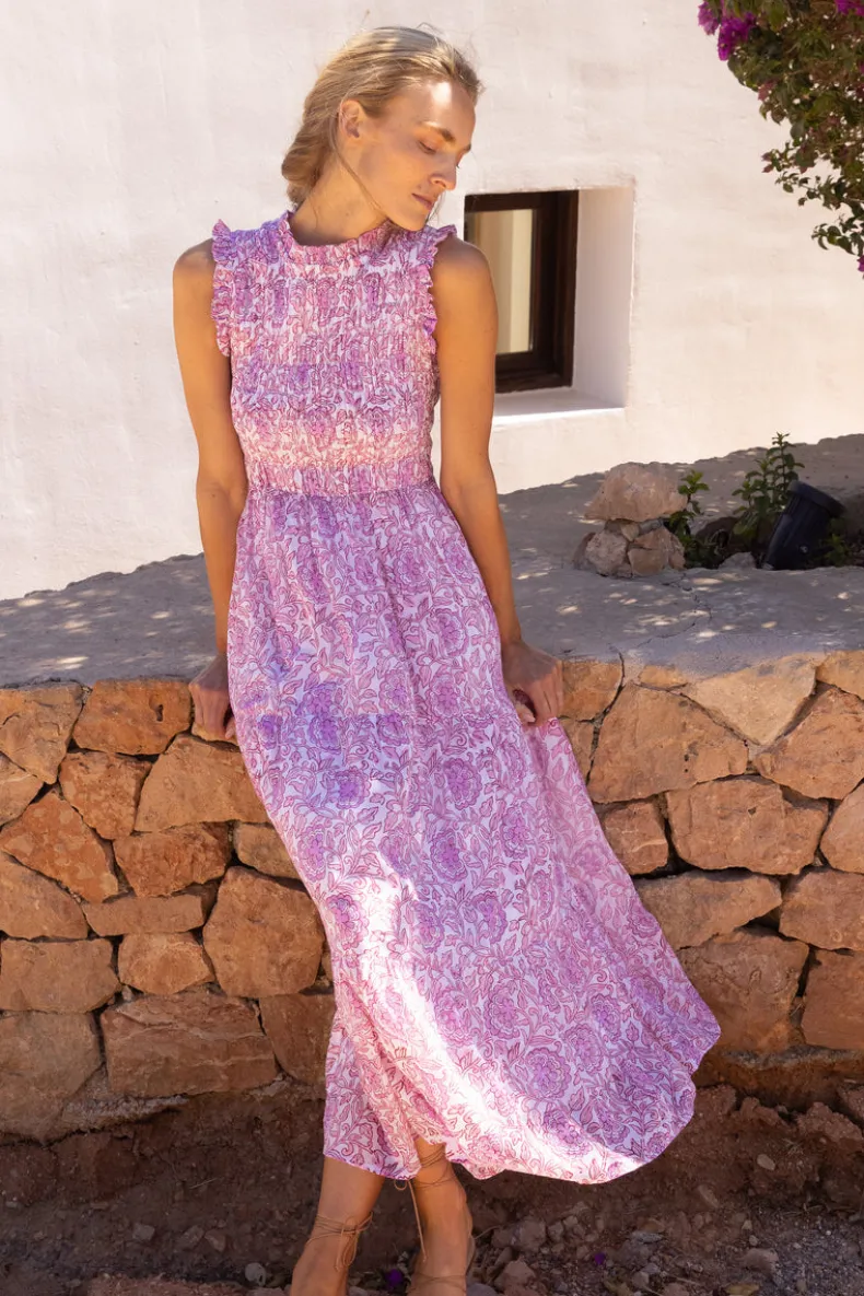 Sleeveless Smocked Maxi- Malta Pink