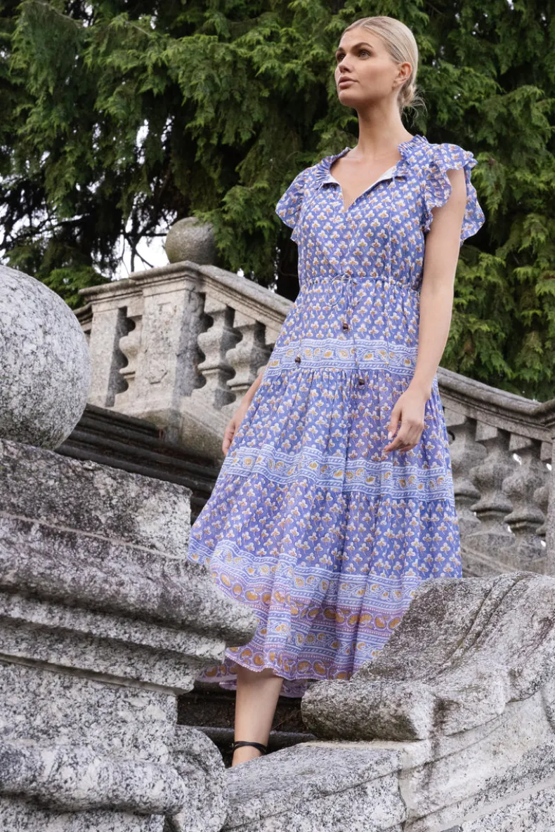 Cinched Flirty Midi- Clover Blue