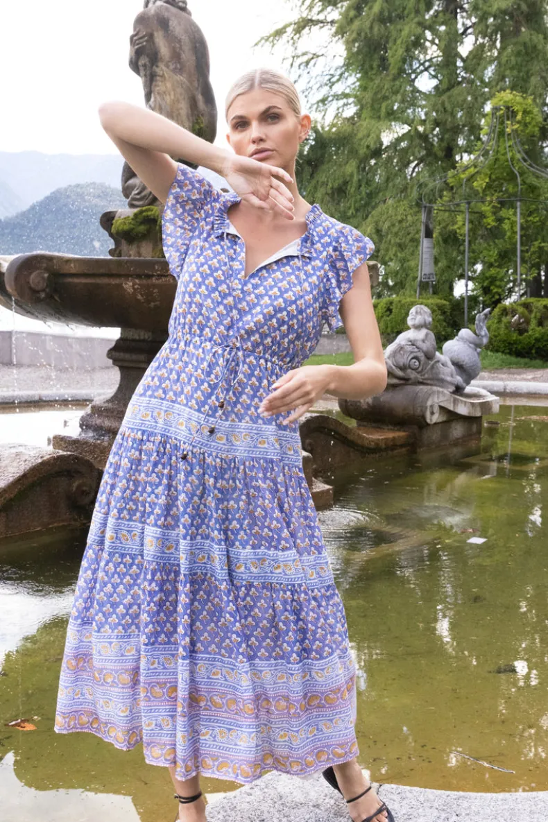 Cinched Flirty Midi- Clover Blue