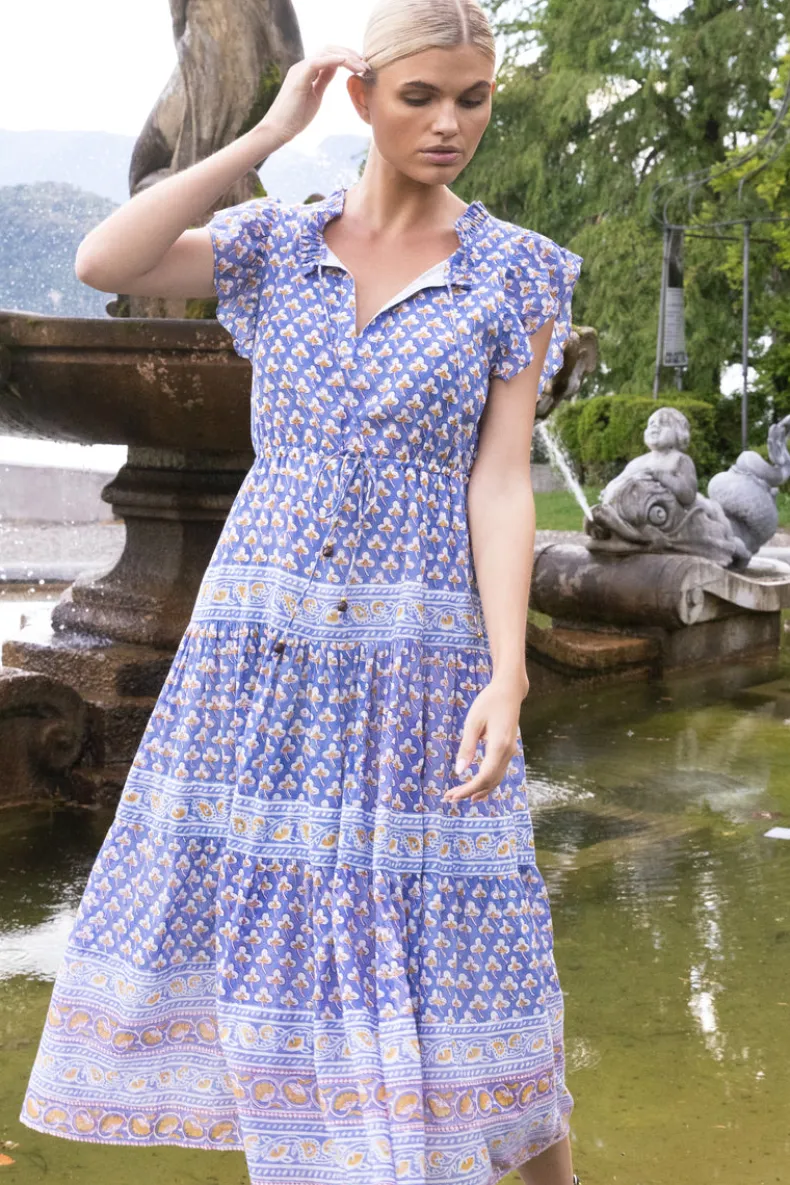Cinched Flirty Midi- Clover Blue