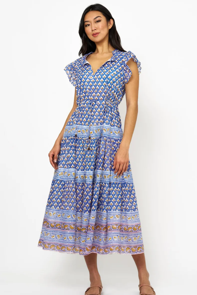 Cinched Flirty Midi- Clover Blue
