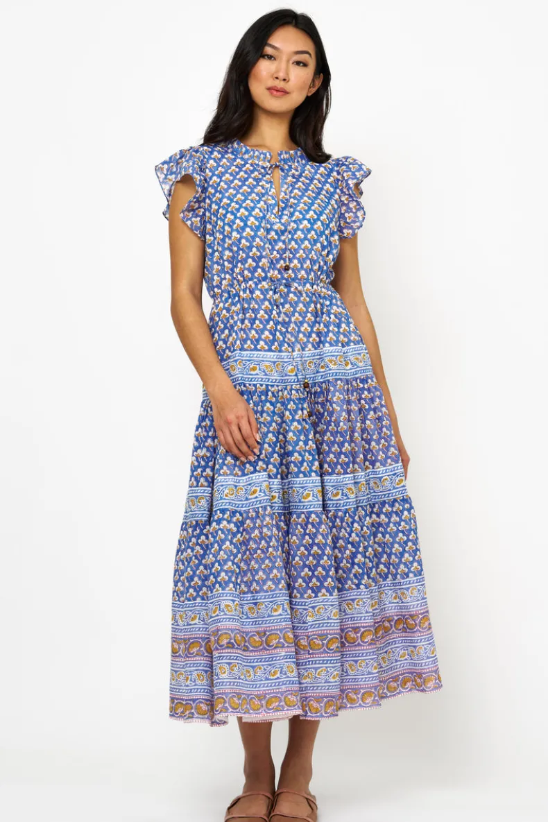 Cinched Flirty Midi- Clover Blue