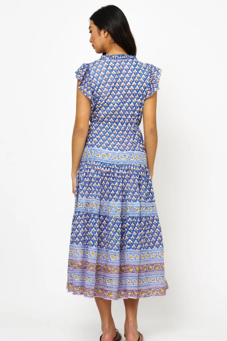 Cinched Flirty Midi- Clover Blue