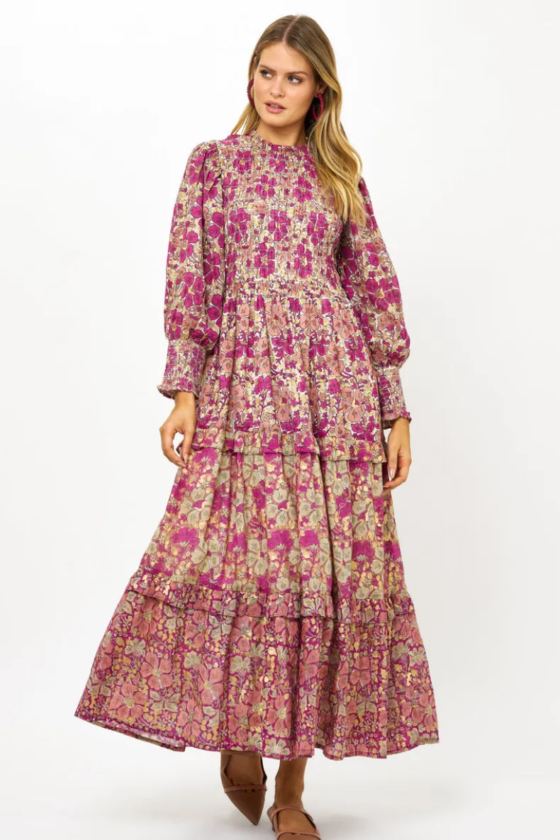 3/4 Smocked Top Maxi- Matera Pink