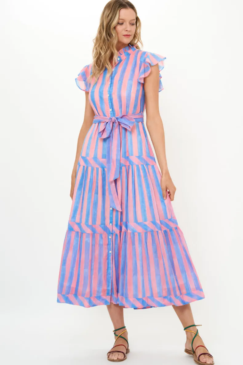 Ruffle Collar Button Maxi- Cabana Pink