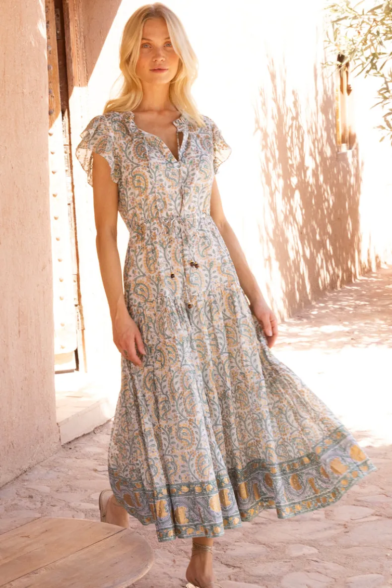 Cinched Flirty Midi- Marseille Green