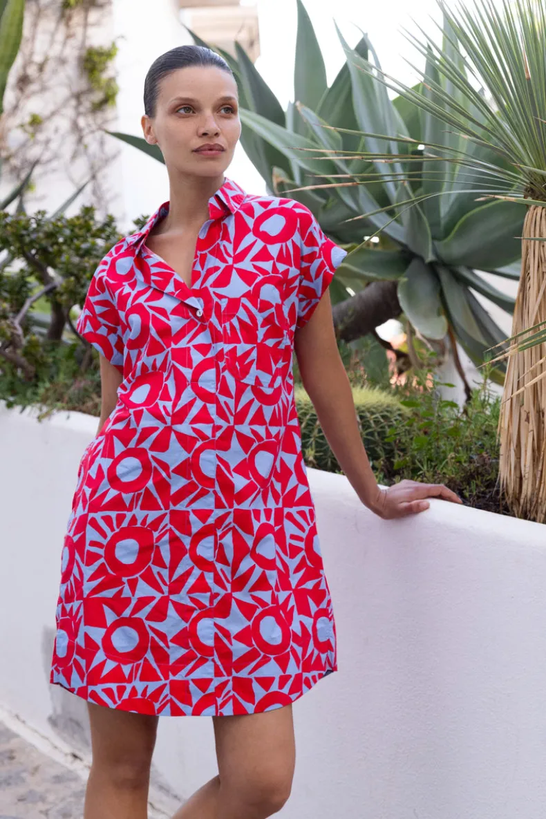 Shirt Dress Mini- Eclipse Red