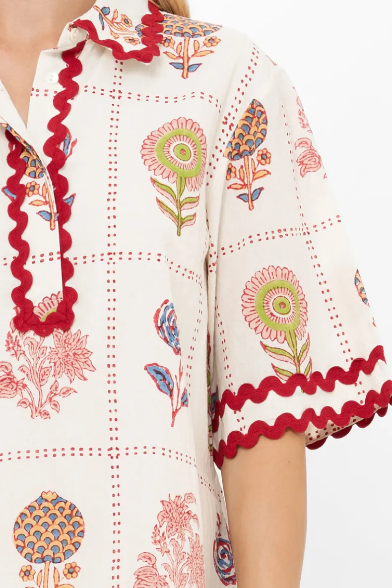 Collared Shirt Dress Mini- Taormina Cream